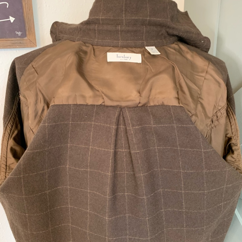 Turnbury 100% Wool Brown Plaid Shirt M - Picture 4 of 8